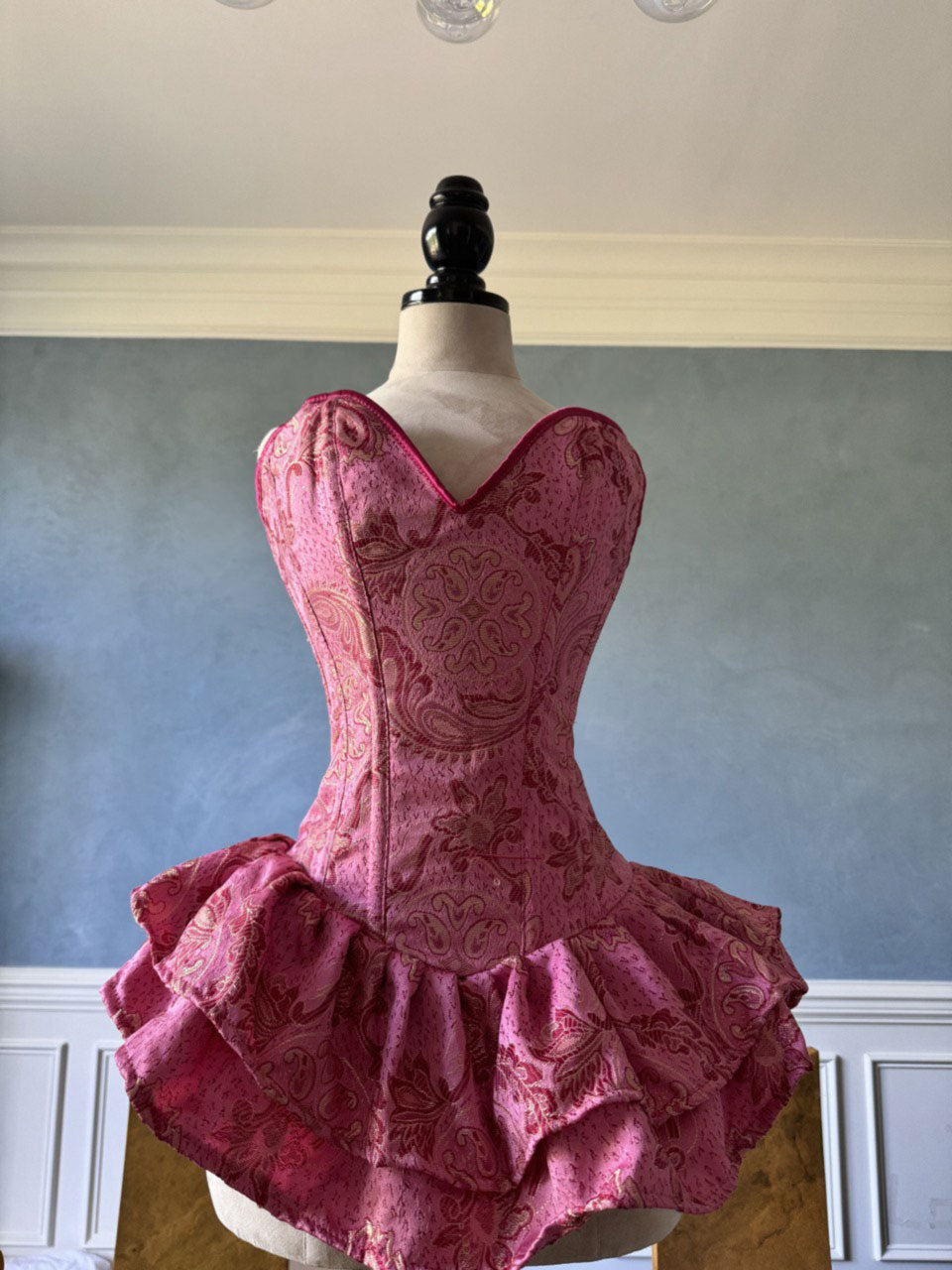 Authentic Pink Brocade Corset Dress with Fluffy Skirt. Prom, Valentine, Mini Wedding Dress 20 / Pink Brocade Authentic Pink Brocade Corset Dress with Fluffy Skirt. Prom, Valentine, Mini Wedding Dress 20 / Pink Brocade
