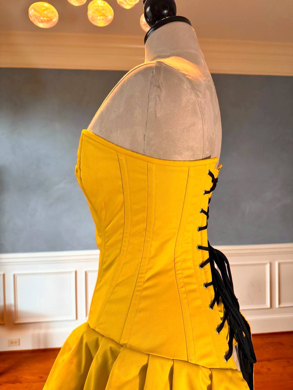yellow corset dress Golden Bloom Cotton Corset with Hip Frills – Summer Radiance by Corset –  Corsettery Authentic Corsets USA