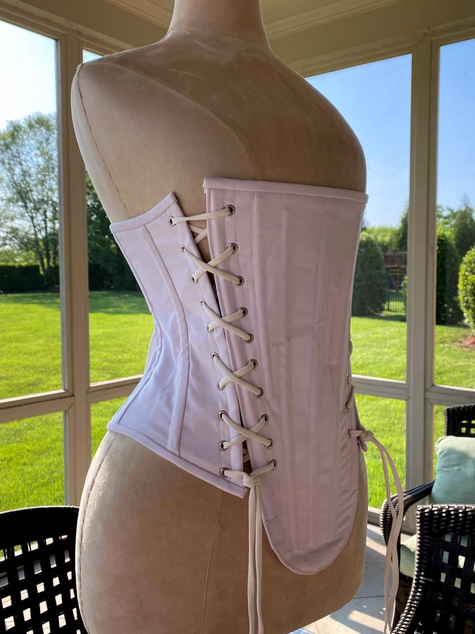 Authentic vintage cotton overbust or underbust corset, black or white.  Steel boned custom made cotton corset
