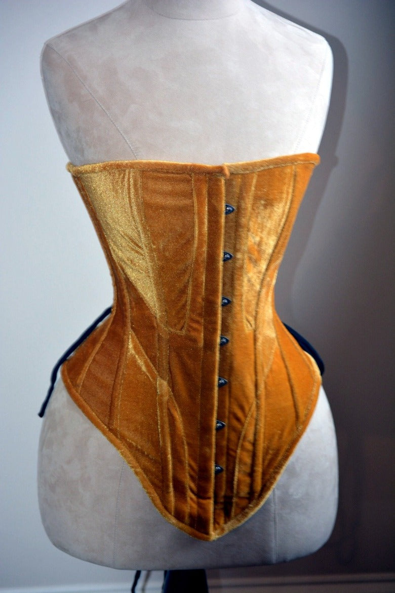 Historical pattern Edwardian overbust corset from velvet. Steelbone cu –  Corsettery Authentic Corsets USA