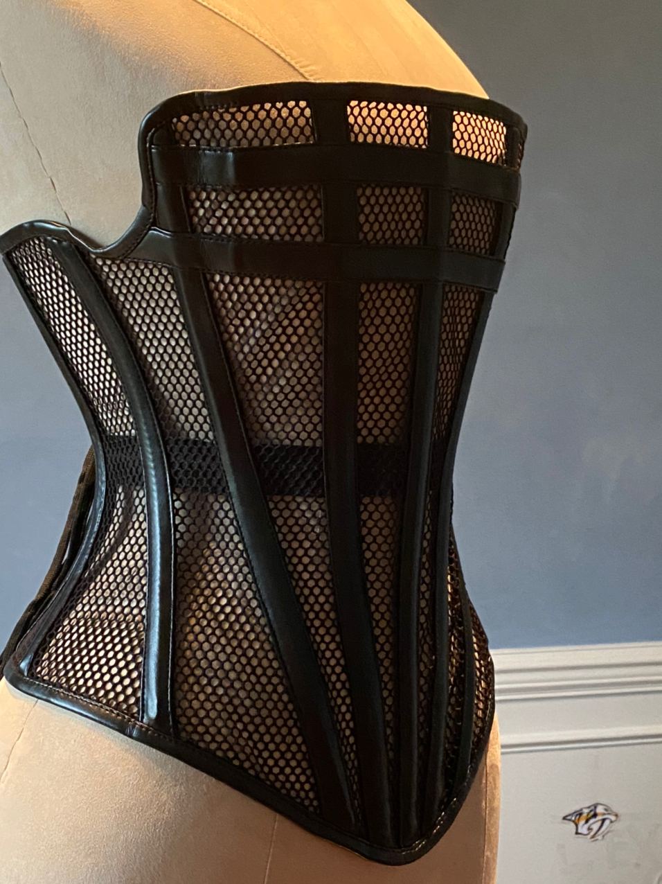 Victorian overbust plus size corset in black satin