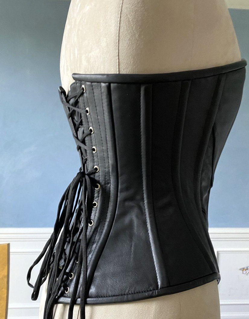 Historical pattern Edwardian overbust corset from real leather. Steelb – Corsettery  Authentic Corsets USA