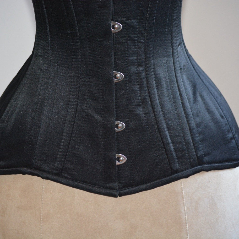 Real double row steel boned underbust corset from satin. Real waist training corset for tight lacing. Gothic, steampunk corset Corsettery