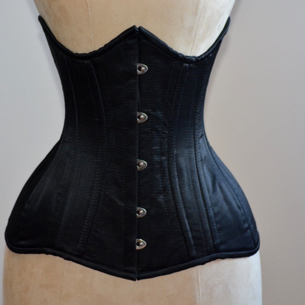 
                  
                    Real double row steel boned underbust corset from satin. Real waist training corset for tight lacing. Black, white, red, pink and other colors Corsettery
                  
                