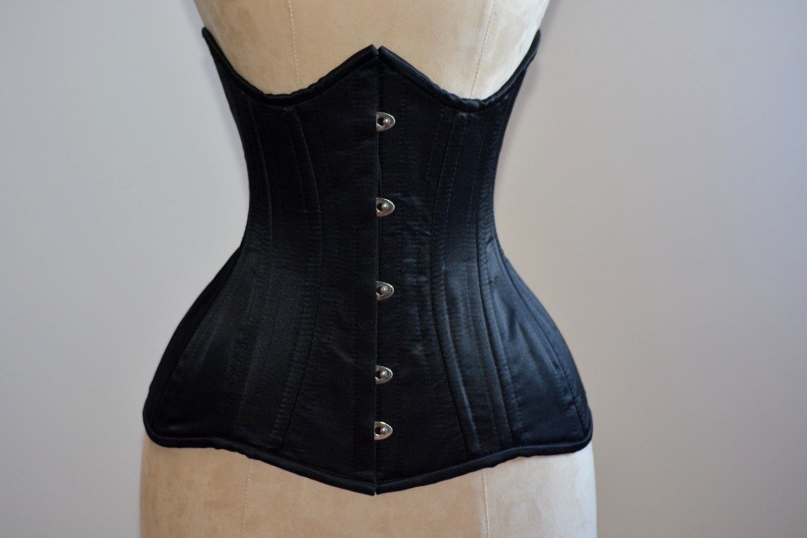 Real double row steel boned underbust corset from satin. Real waist tr –  Corsettery Authentic Corsets USA