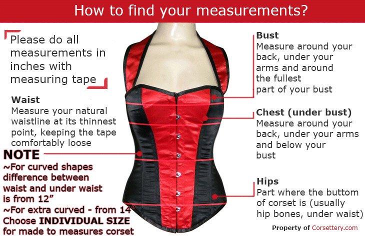 CORSET: How to take measurement for CORSET and BUSTIER