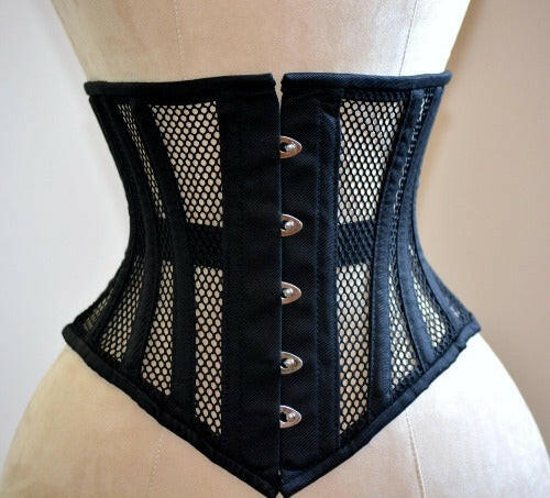 Plus Size Black Embroidered Steel Boned Corset, Plus Size Embroidered Corset