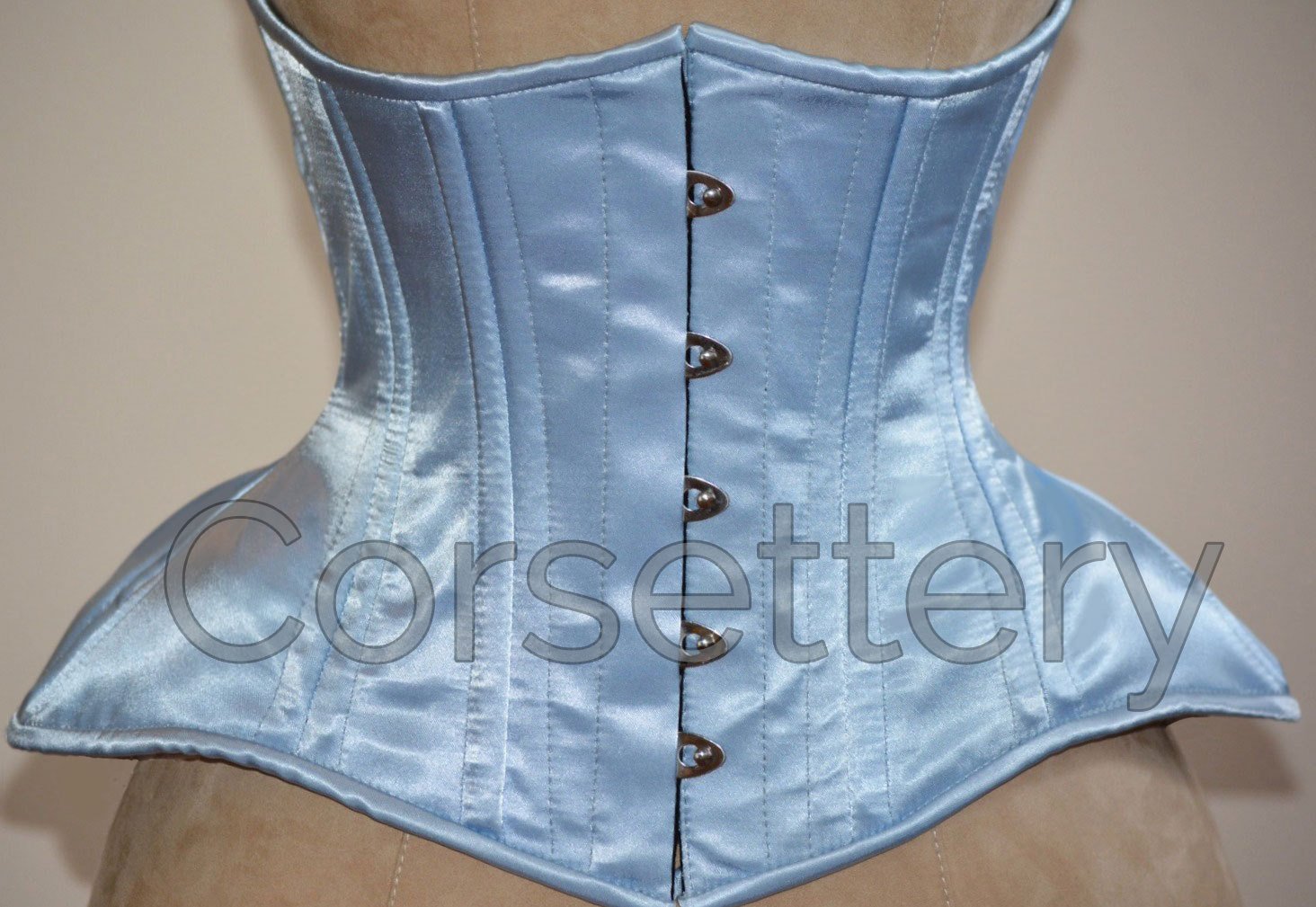 Very wide hips double row steel boned underbust corset from satin