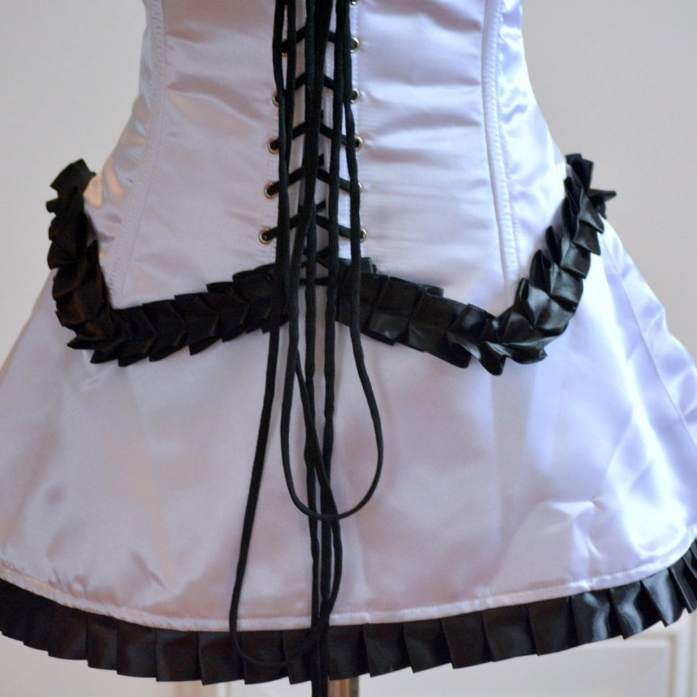 Steel boned underbust corset and skirt maid Kakouen Myousai cosplay Masaki. Waist training corset, maid costume, authentic corset Corsettery