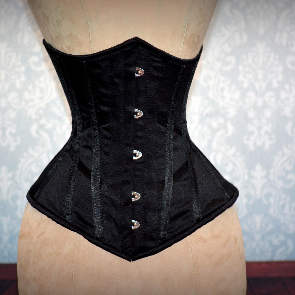 Hourglass made to measures underbust authentic satin corset, only bespoke. Corsettery