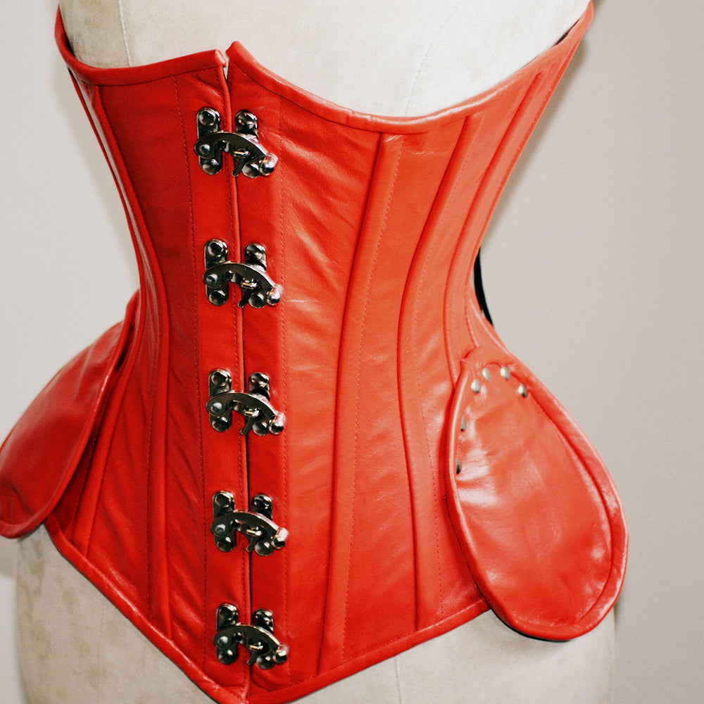 Lambskin gothic rock underbust steampunk exclusive steel-boned authentic heavy corset, black, red, white, pink leather. Unicorn corset, gothic, bdsm corset Corsettery