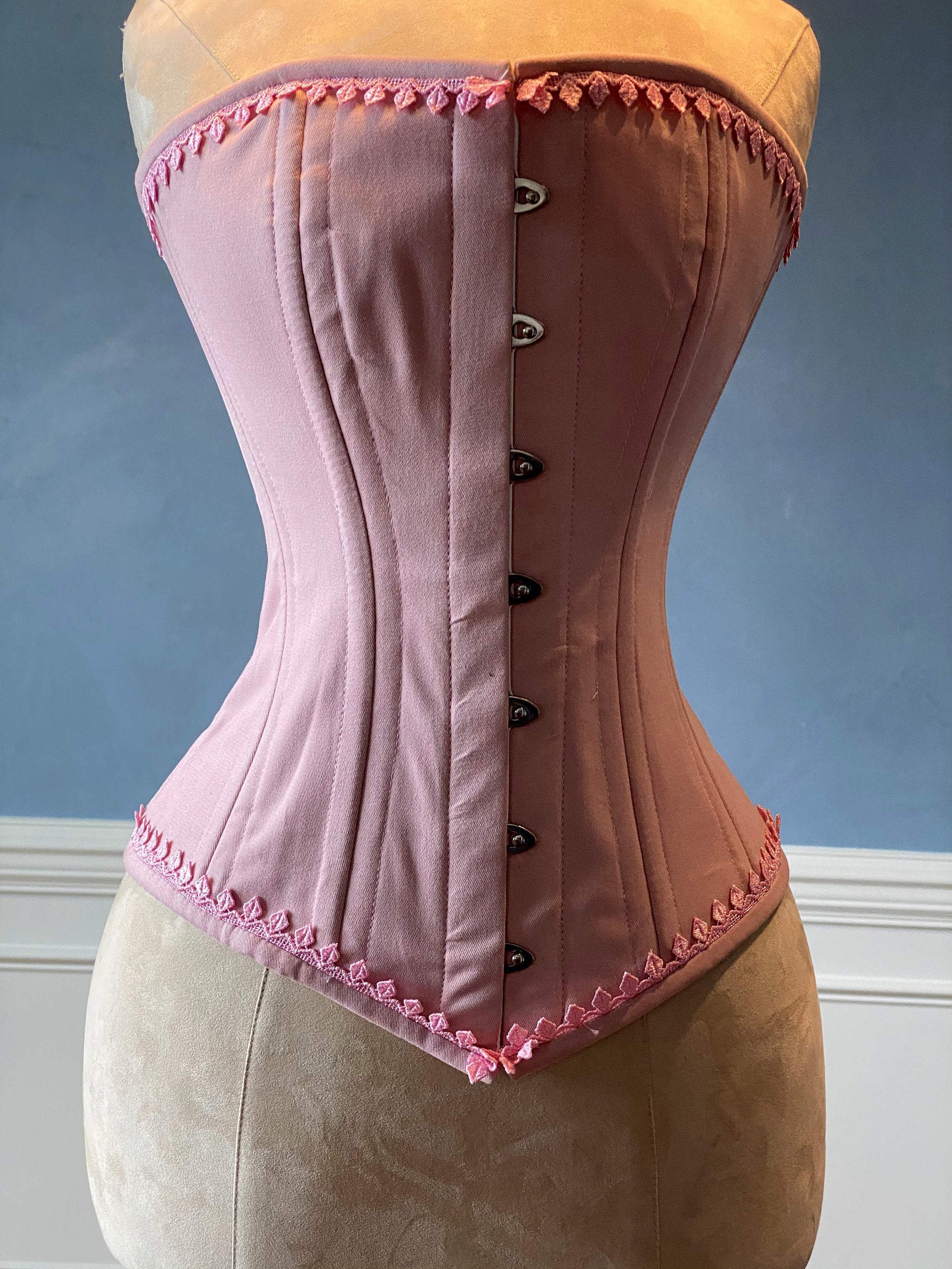 Historical pattern overbust corset vest from gold PVC. Steelbone custo – Corsettery  Authentic Corsets USA