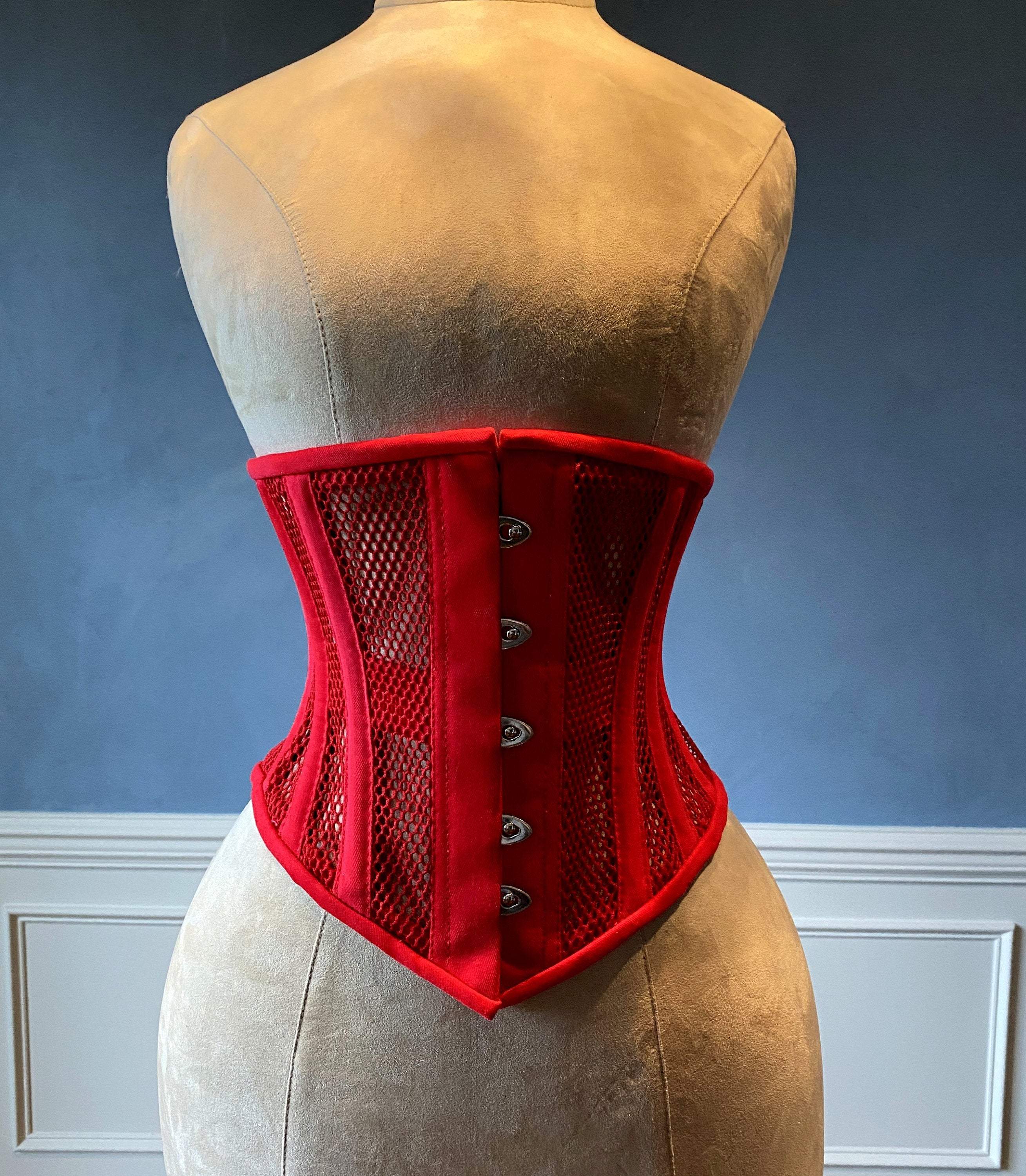 Real steel boned underbust underwear red corset from transparent