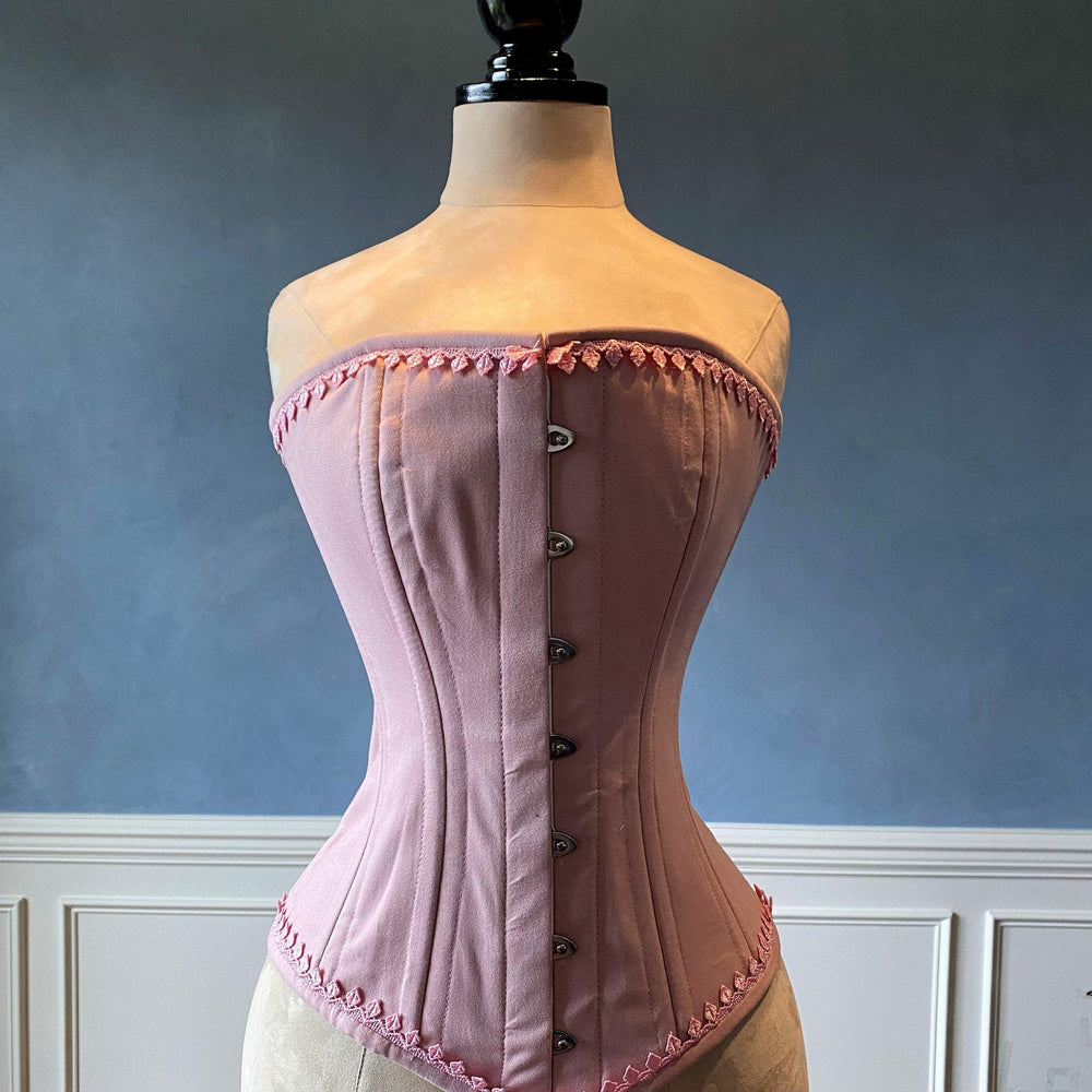 Authentic cotton corset: vintage pink cotton overbust corset Corsettery