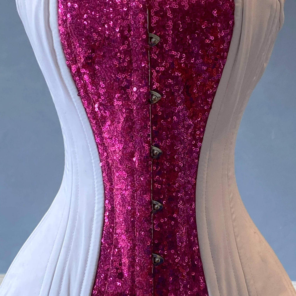 
                  
                    Tuna Sushi shiny sequins and cotton overbust authentic corset with long hip-line. Steel-boned corset for tight lacing, wedding, valentine Corsettery
                  
                