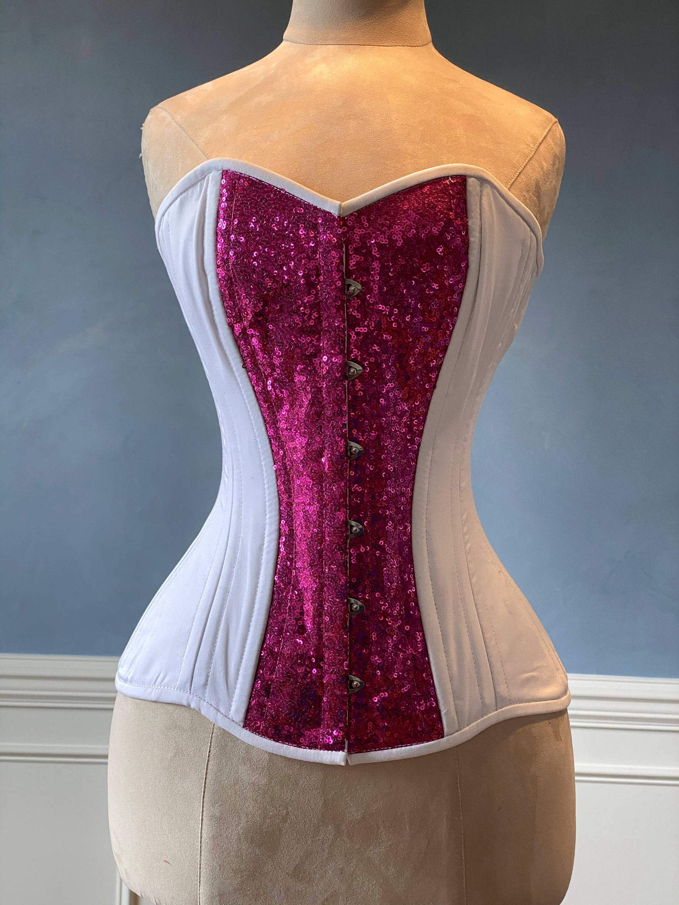 Tuna Sushi shiny sequins and cotton overbust authentic corset with lon –  Corsettery Authentic Corsets USA