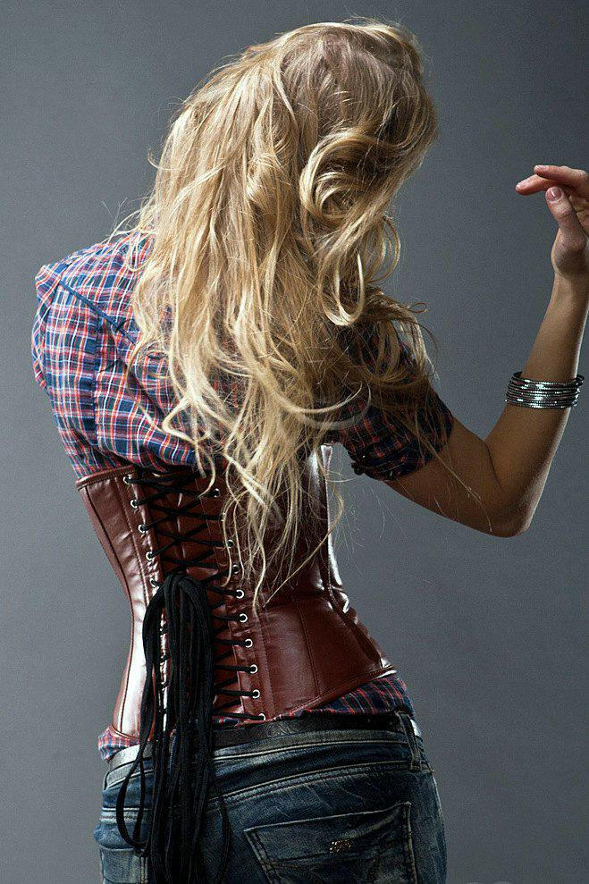 Real leather waist steel-boned authentic corset, different colors. Leather  corset for tight lacing