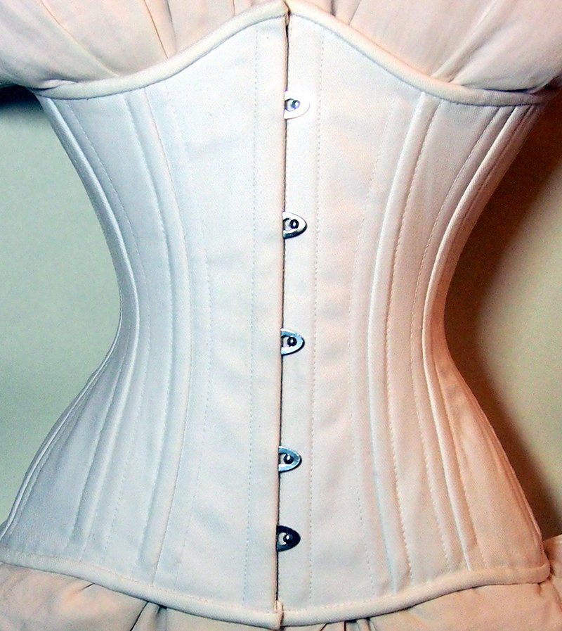 Exclusive white bridal steel-boned corset for tight lacing covered by –  Corsettery Authentic Corsets USA