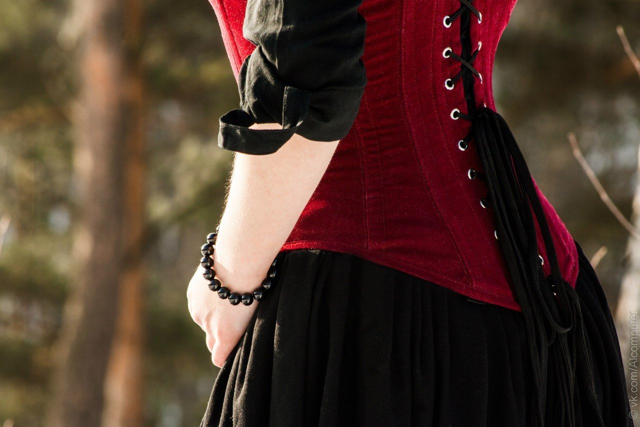  Corset Dress Brown Velvet & Faux Leather Gothic