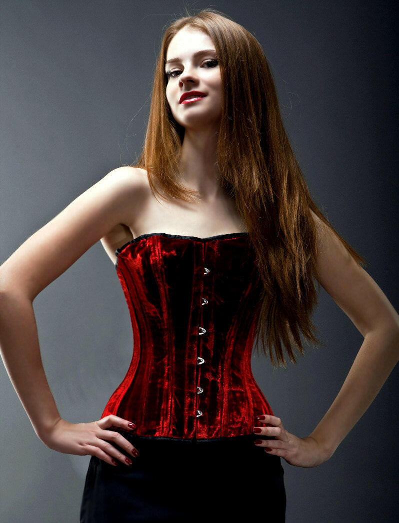 Halfbust velvet steel-boned authentic heavy corset for tight