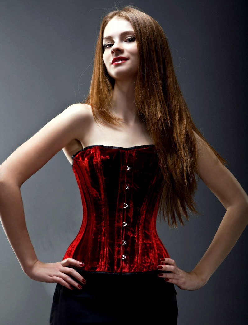 Premium velvet corset-style strapless dress