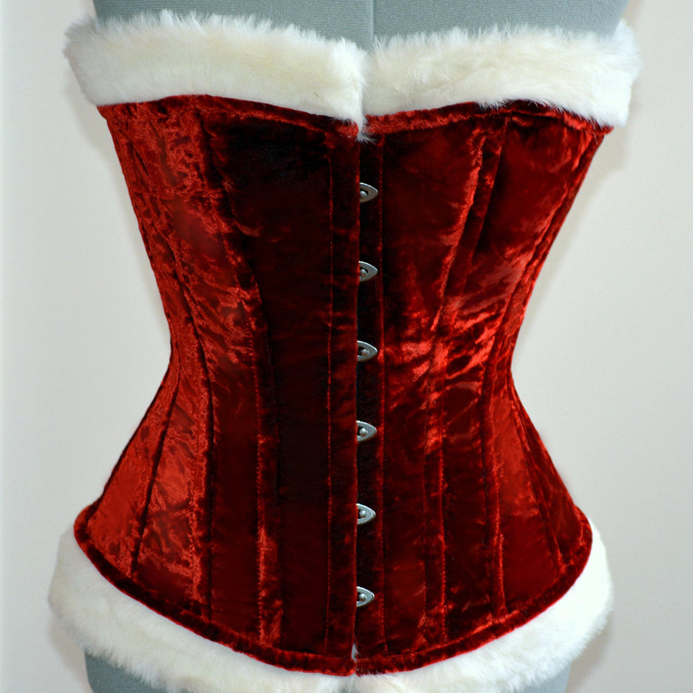 Red velvet with white fur affordable Santa Christmas corset with special price. Corset is made personally according to your measurements. Corsettery