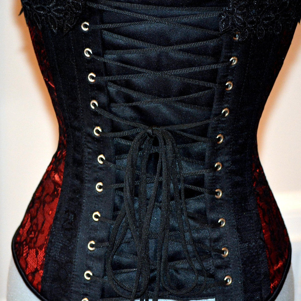 
                  
                    Classic satin overbust authentic corset with lace. Steel-boned corset for tight lacing. Prom, gothic, steampunk Victorian corset. Corsettery
                  
                