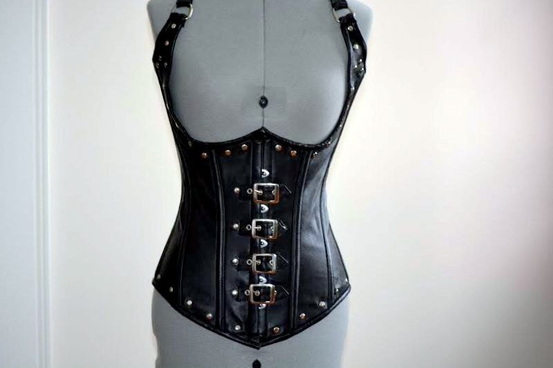 Brown Leather Corset Underbust Gothic Spartilho Latex Waist