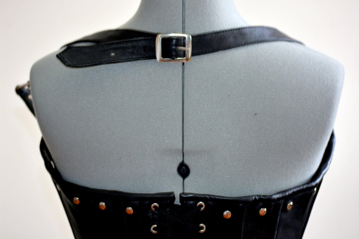 The set of 2 real leather gothic corsets with buckles and metal: overb –  Corsettery Authentic Corsets USA