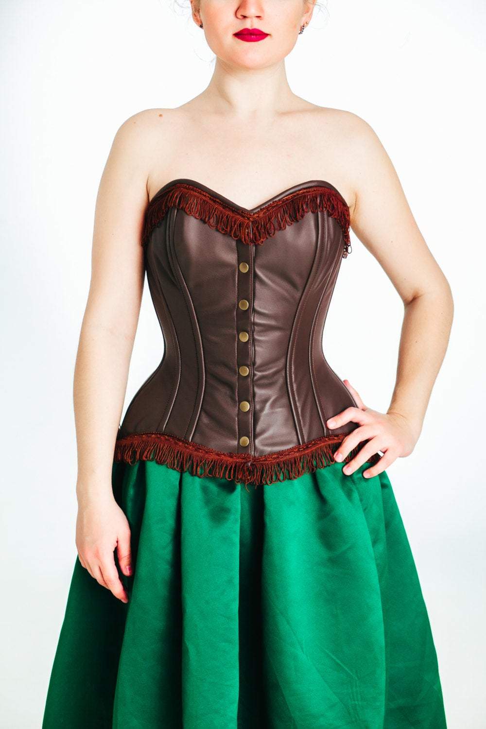 Brown real leather exclusive corset from Corsettery Western Collection Corsettery