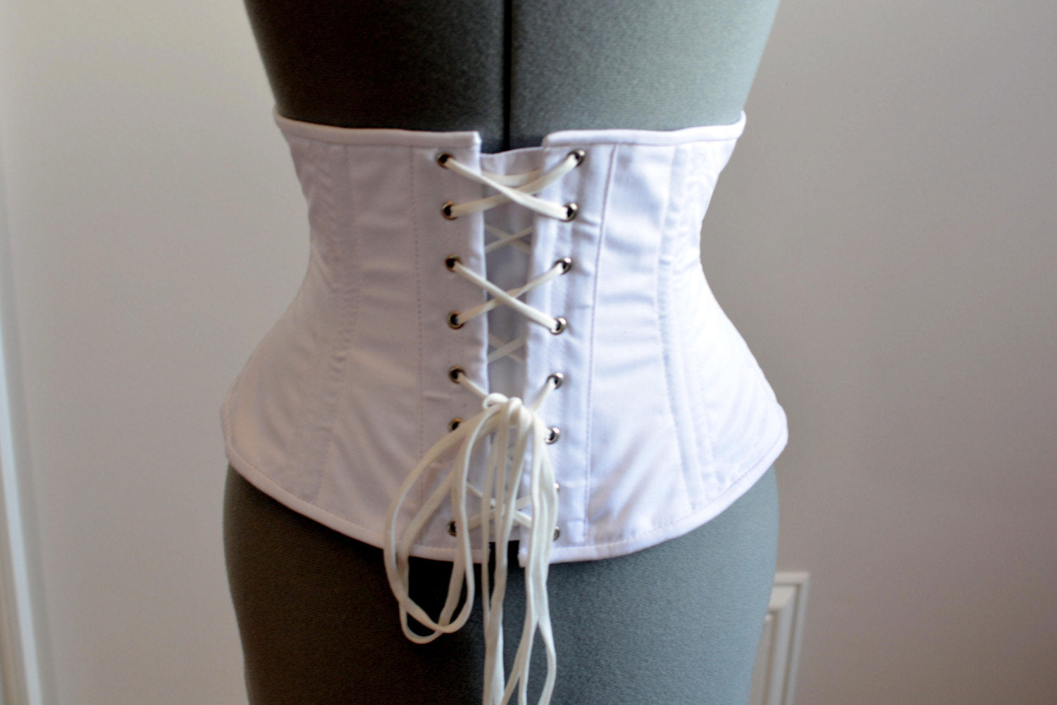 Real double row steel boned waist corset from cotton. Waist