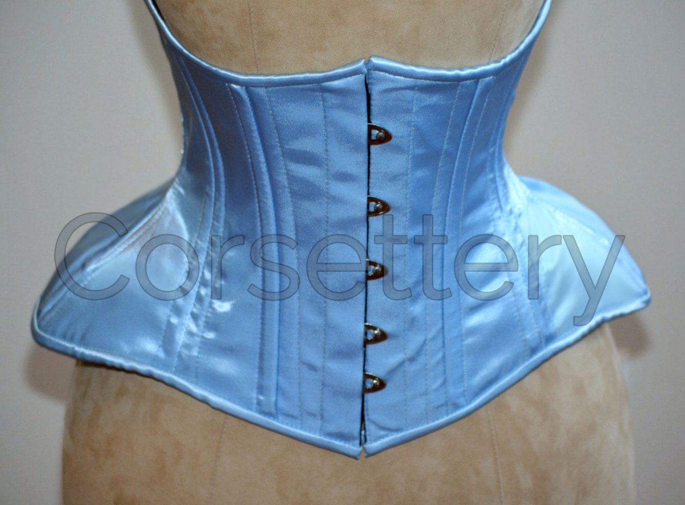 Very wide hips double row steel boned underbust corset from satin