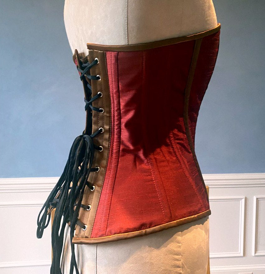 Classic taffeta corset red and black. Steel-boned corset for tight lac –  Corsettery Authentic Corsets USA