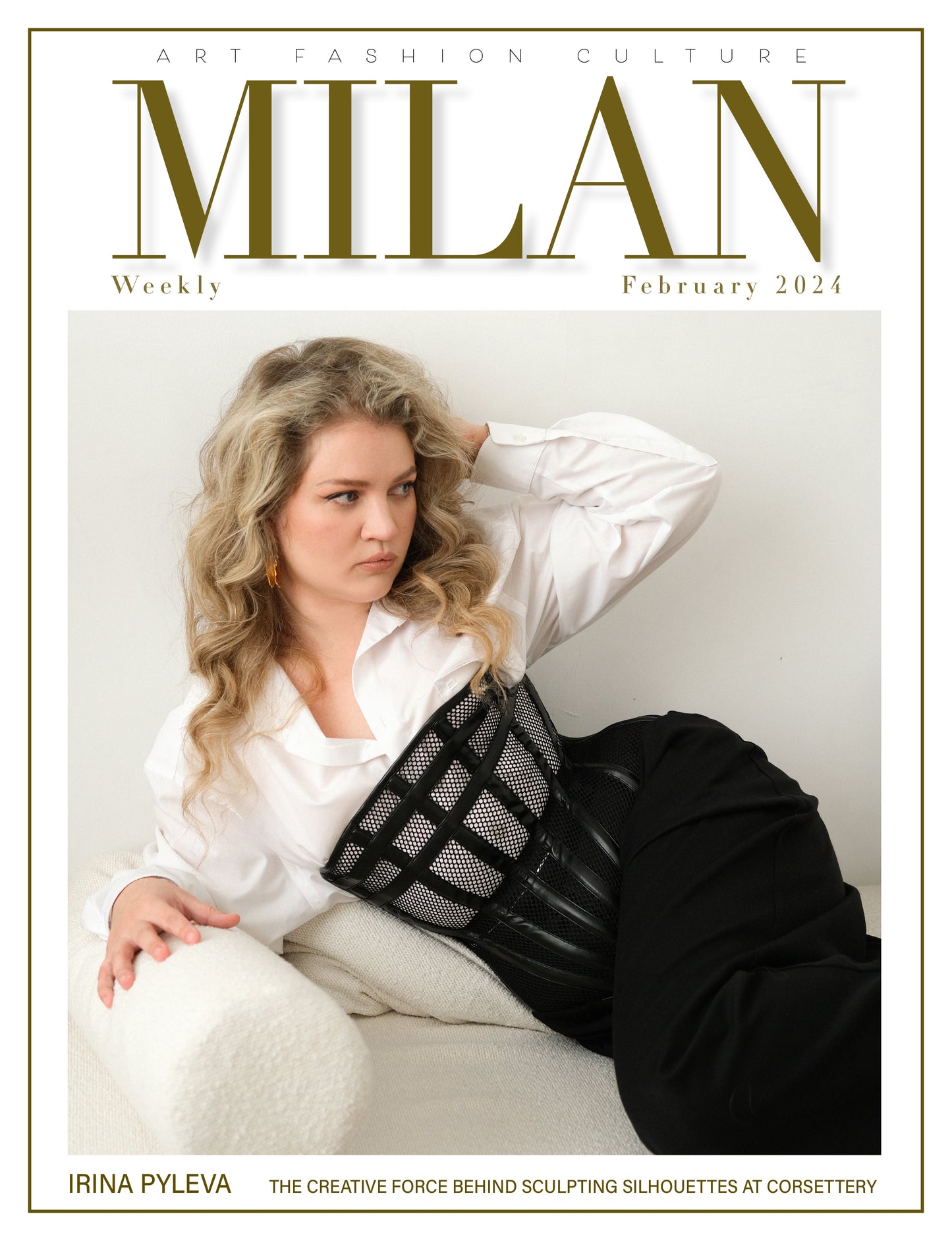 Corsettery Leather Corsets: Featured on the Cover of Milan Weekly, February 2024