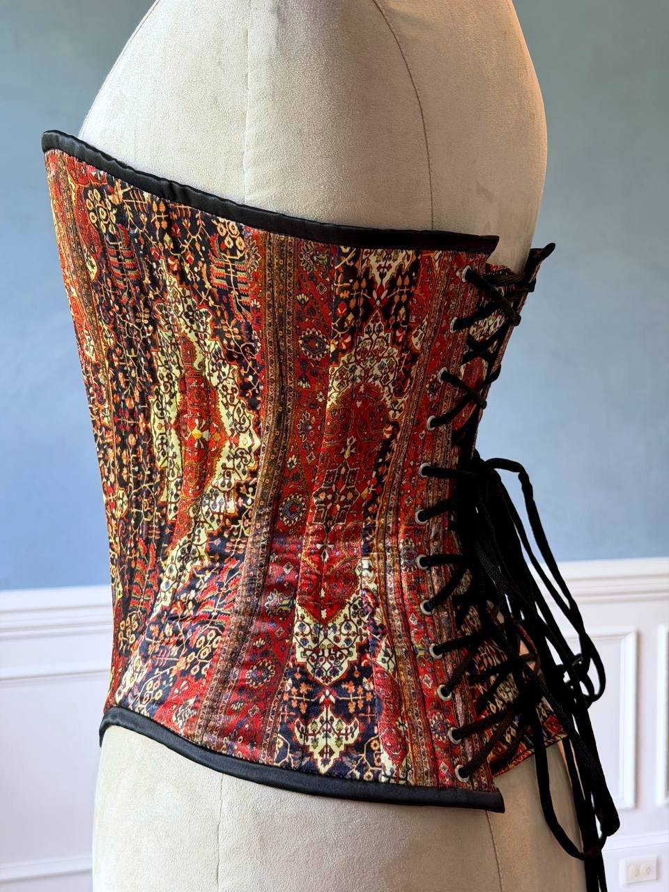 The Woven Archive Corset. Heritage Textiles Corsets Collection Corsettery