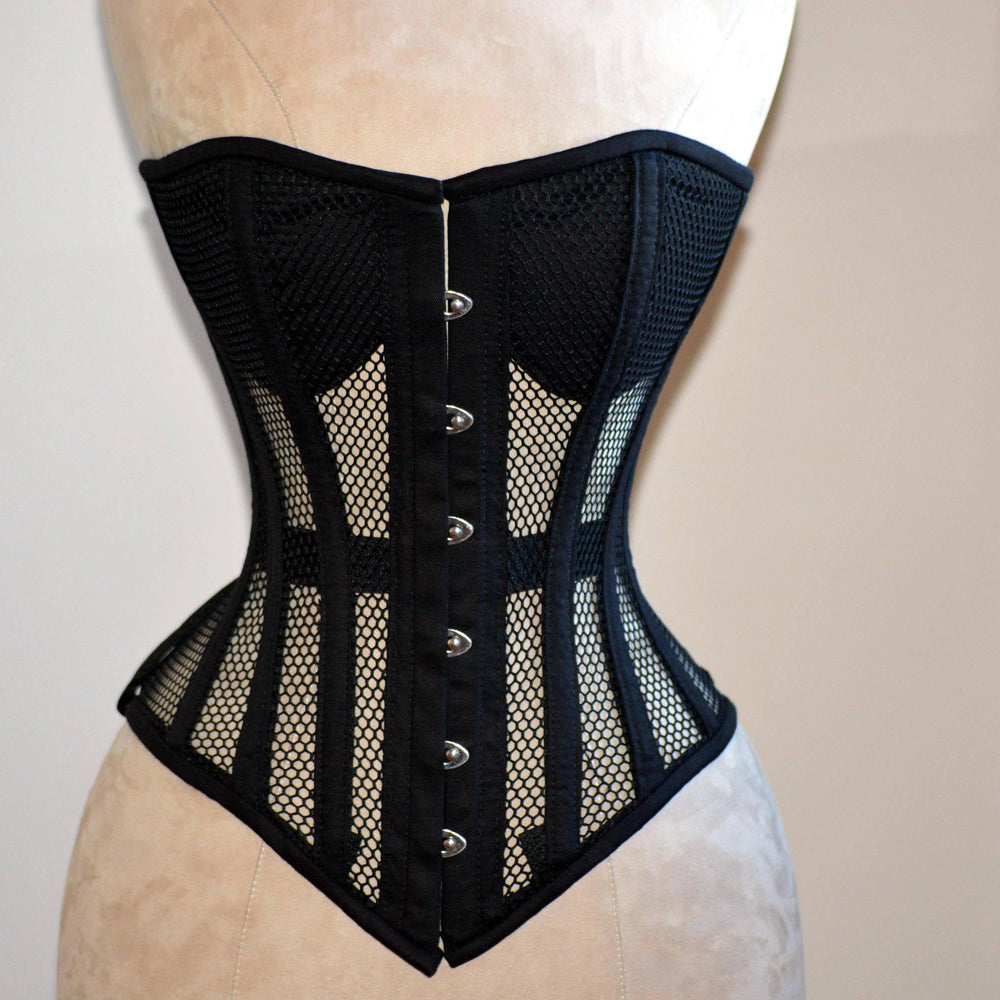 
                  
                    Overbust mesh authentic corset with cups, white, red, beige, black and other colors. Gothic Victorian, steampunk affordable, historical corset Corsettery
                  
                