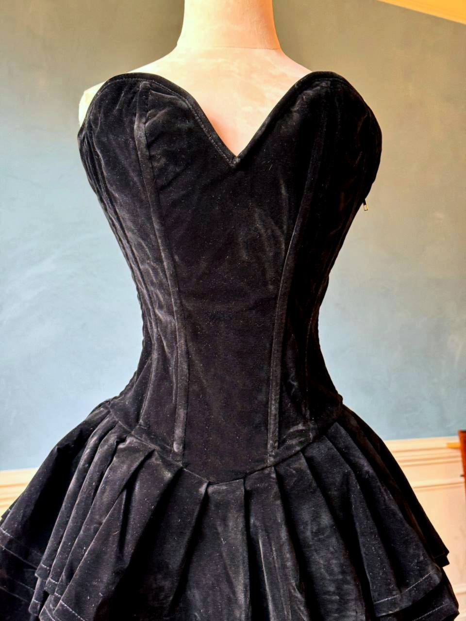 Wednesday Addams-Inspired Black Mini Dress with Corset & Layered Skirt, Halloween Corset 28 Wednesday Addams-Inspired Black Mini Dress with Corset & Layered Skirt, Halloween Corset 28