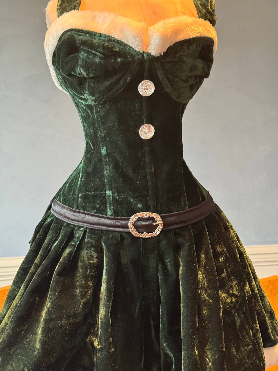 Green velvet Christmas dress corset. Corset is made personally according to your measurements. XL / Red Green velvet Christmas dress corset. Corset is made personally according to your measurements. XL / Red
