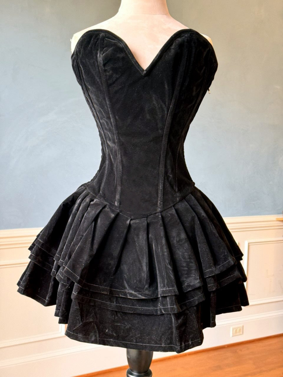 Wednesday Addams-Inspired Black Mini Dress with Corset & Layered Skirt Corsettery Authentic Corsets USA Wednesday Addams-Inspired Black Mini Dress with Corset & Layered Skirt Corsettery Authentic Corsets USA