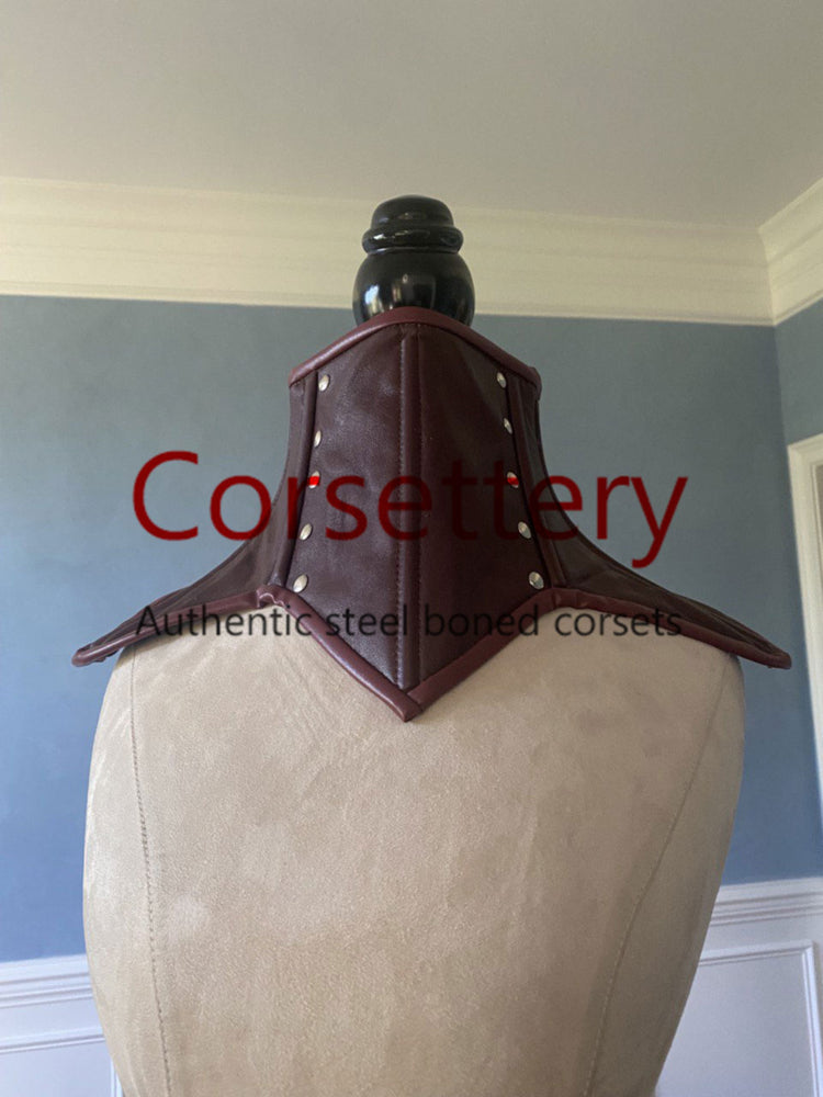A real leather corsetted collar laced at the back, different colors av – Corsettery  Authentic Corsets USA