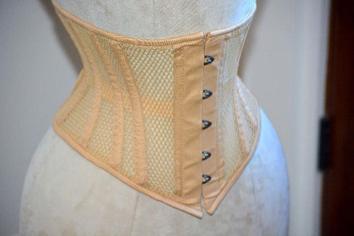 Made to measures authentic steel boned underbust underwear corset from transparent mesh and cotton Corsettery
