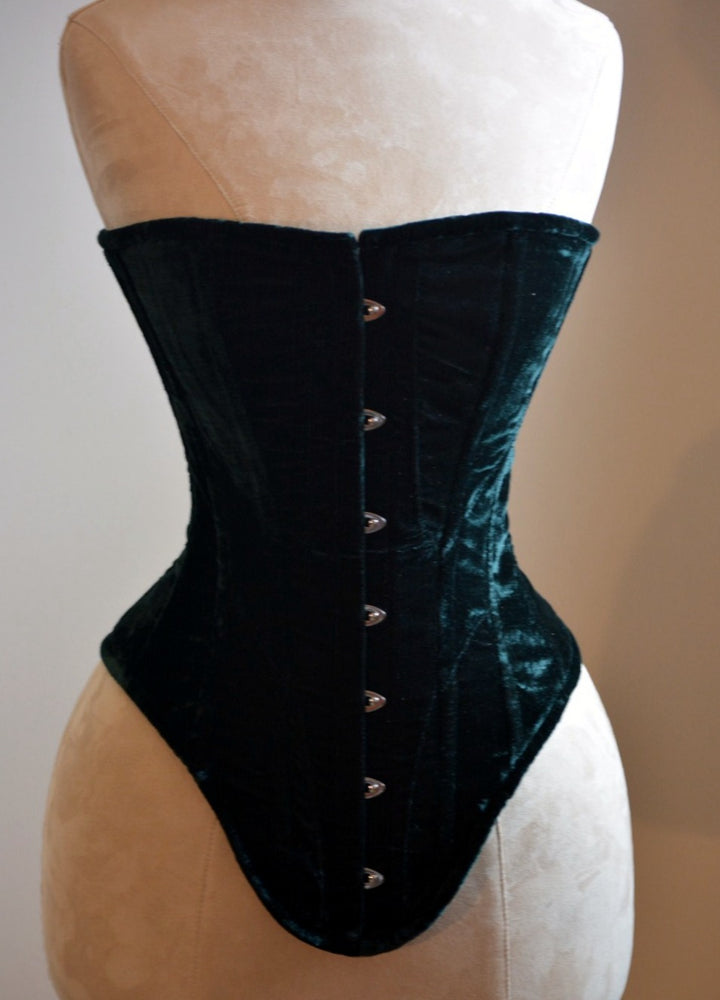 Historical pattern Edwardian overbust corset from velvet. Steelbone custom corset, renaissance, gothic, steampunk, bespoke, victorian Corsettery