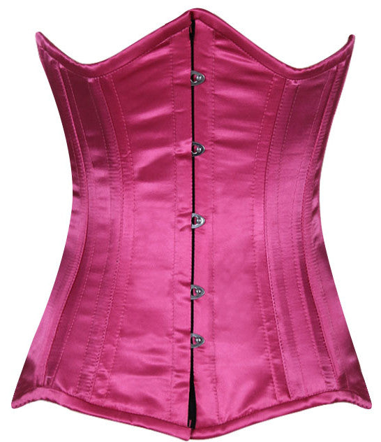 
                  
                    Real double row steel boned underbust corset from satin in a fashionable fuchsia color. Corsettery
                  
                