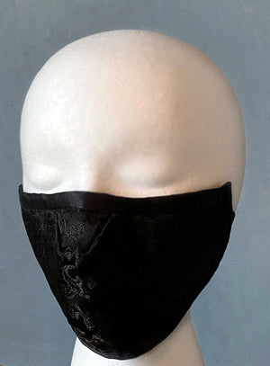 Black brocade face cover/cloths face mask, cotton inside. Made to order Corsettery
