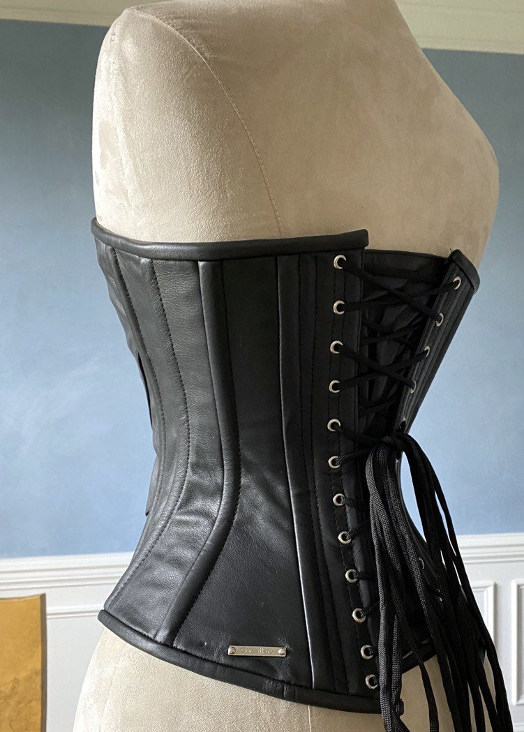 Historical pattern Edwardian overbust corset from real leather