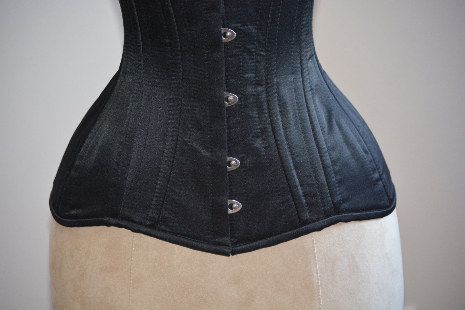 Very wide hips double row steel boned underbust corset from satin. Rea –  Corsettery Authentic Corsets USA