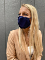 El juego de 6 máscaras faciales lavables de tela con infusión de PLATA con presillas ajustables, fabricadas en EE. UU., Azul marino