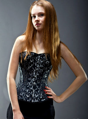Classic brocade corset with a classic busk. Gothic Victorian, steampunk affordable corset Corsettery