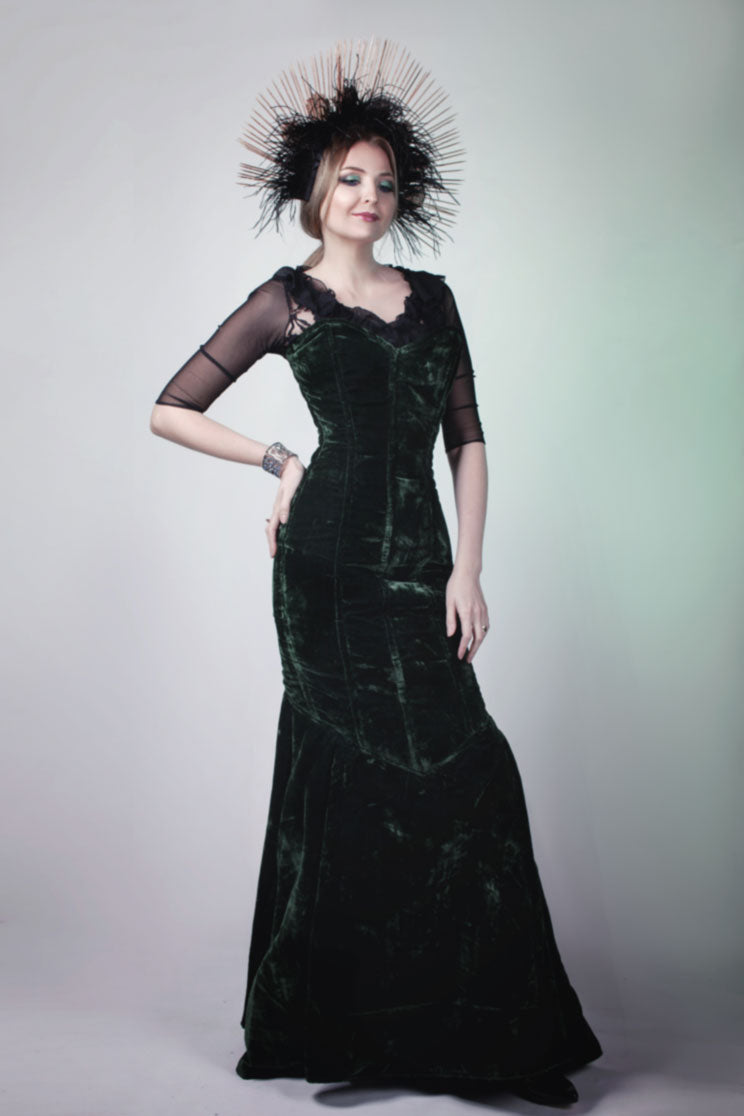 ZVBW Gothic Vintage Velvet Corset Dress Aesthetic Punk Hight Waist