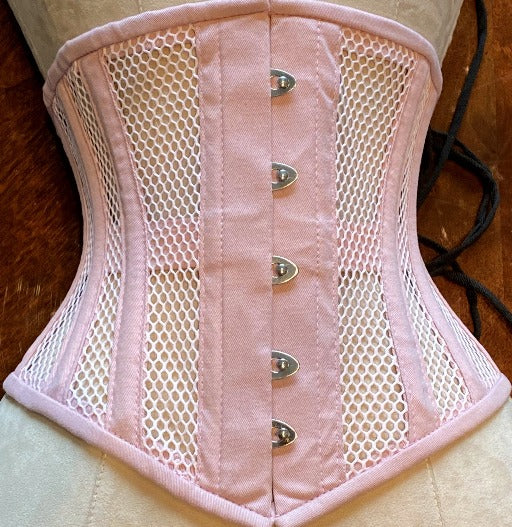 Made to measures authentic steel boned underbust underwear corset from  transparent mesh and cotton
